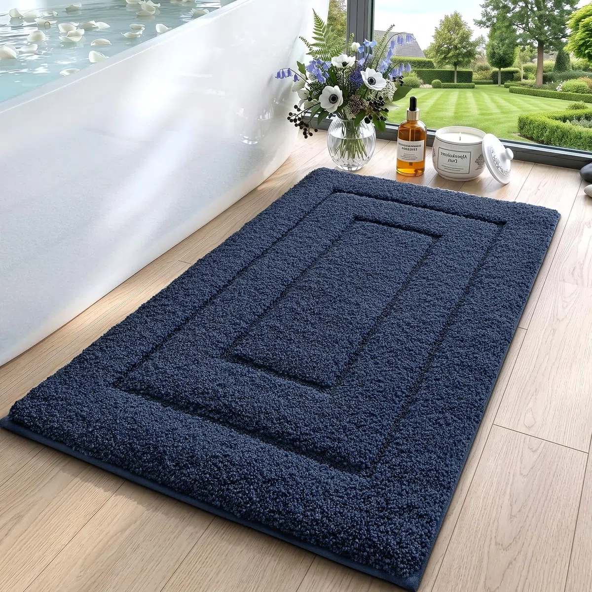DEXI Tappeto Bagno 50 x 80 cm, Tappetino in Microfibra, Tappeti Assorbente Antiscivolo, Soffice Tappetini Doccia, Lavabile in Lavatrice, Blu Reale