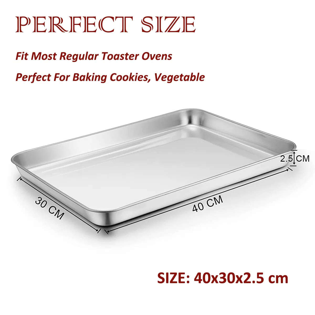 HaWare Set di 2 teglie da forno in acciaio inox – piatto a bordo – sano e non tossico, facile da pulire e lavabile in lavastoviglie