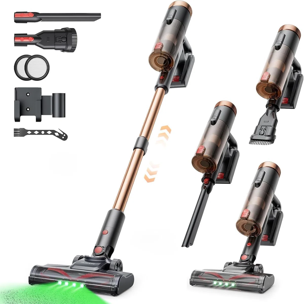 Proscenic P11 Ultra+ Aspirapolvere senza Fili Potente 500W/50Min/50KPA, Scopa Elettrica senza Fili con Spazzola Anti-Groviglio, Display LED, Batteria Rimovibile, per Pavimenti/Tappeti/Peli