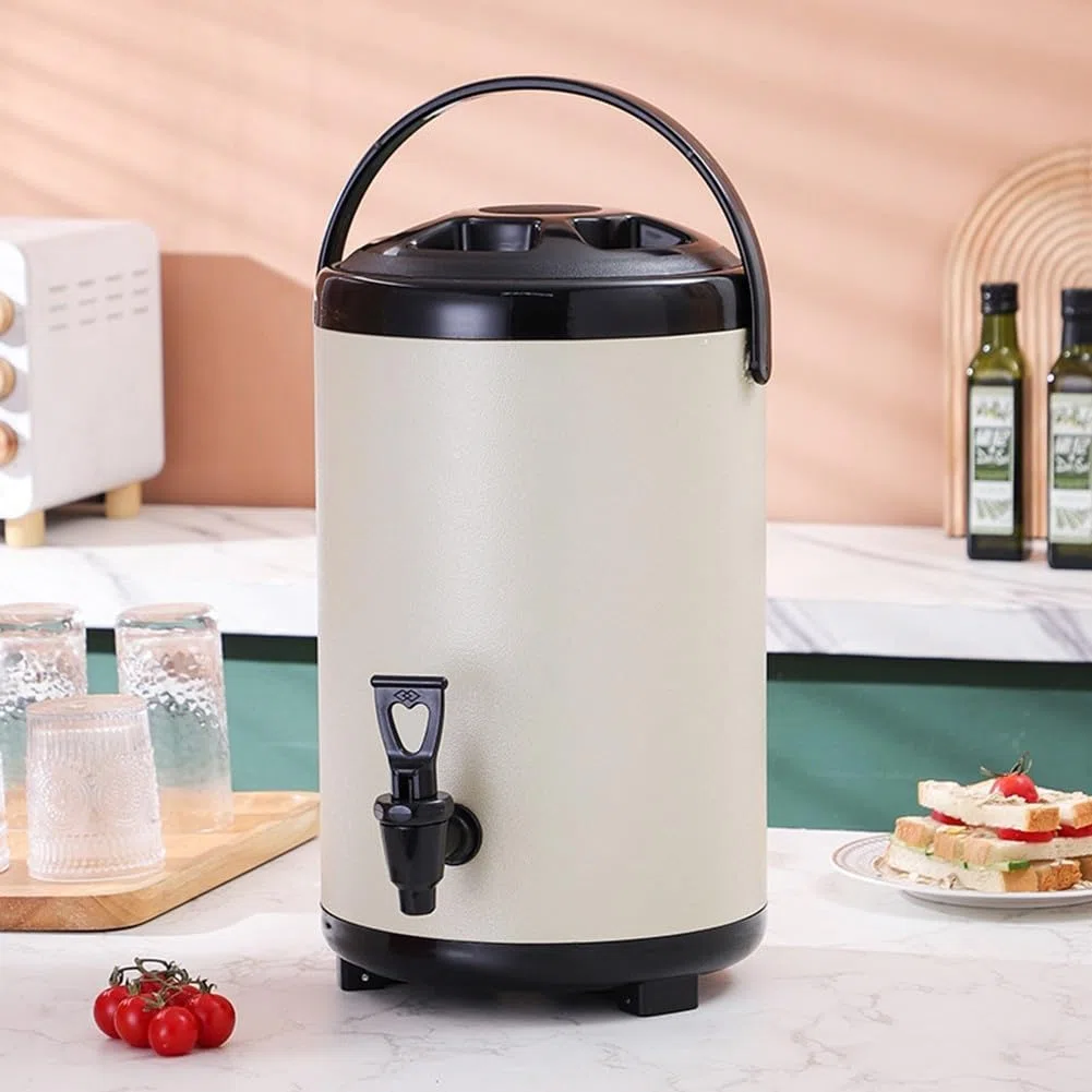 Secchiello da tè isolato per bevande calde e fredde con rubinetto in resina (10L bianco)
