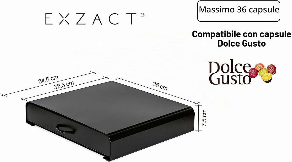 EXZACT Cassetto Capsule Caffè, Compatibile con Capsule Dolce Gusto (36pcs)