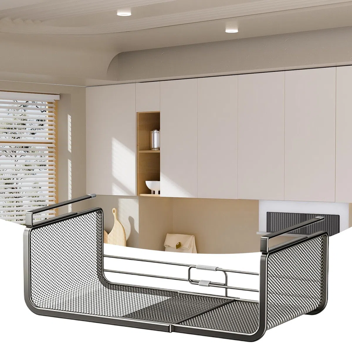 Generico Di Archiviazione Sotto Mensola - Organizzatore Sotto Mensola Multifunzionale,Cestino Appendibile Multifunzionale per Armadio Bagno Cucina Scaffale di Archiviazione Espandibile