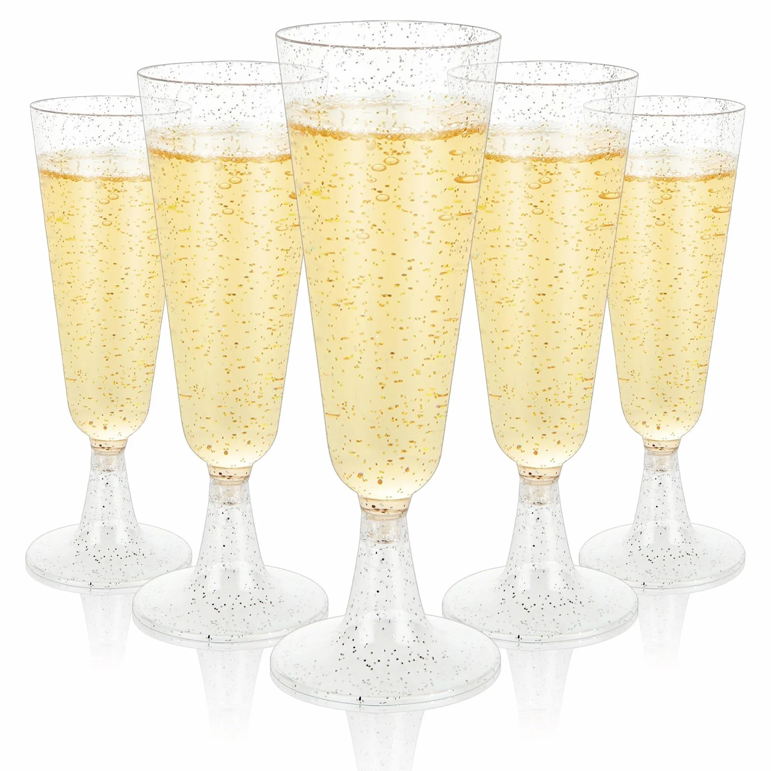 AKOLAFE Confezione da 100 bicchieri in plastica riutilizzabile, da 160 ml, per Natale, feste, matrimoni, trasparenti