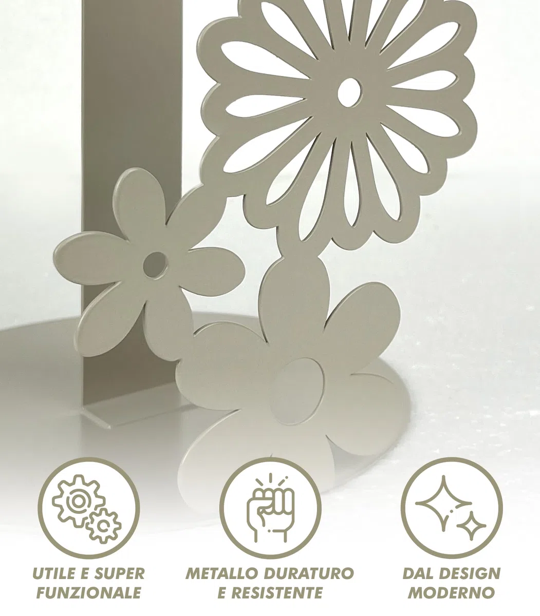 Set Accessori Cucina 2/4 Pezzi Portatovaglioli Vassoio Grande Da Portata Portafrutta Centrotavola Metallo Design Moderno Decorazioni Tavola - Fiori - 4 Pezzi