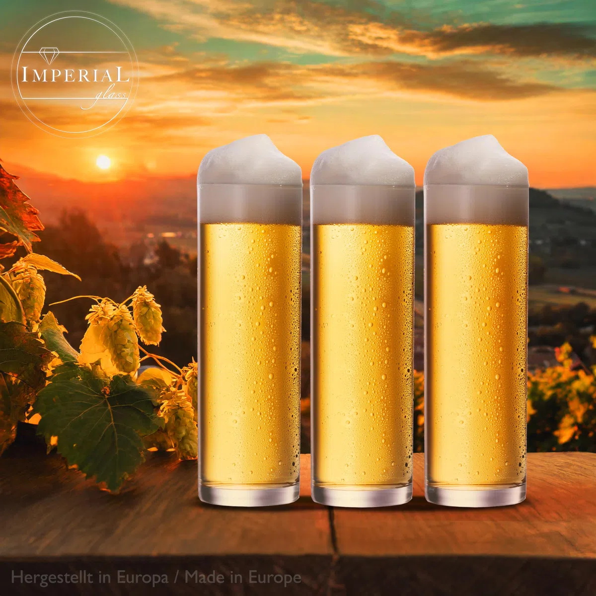 Imperial, set di 12 bicchieri da birra in vetro, 200 ml (max. 250 ml), bastoncini da birra da 0,2 l, lavabili in lavastoviglie