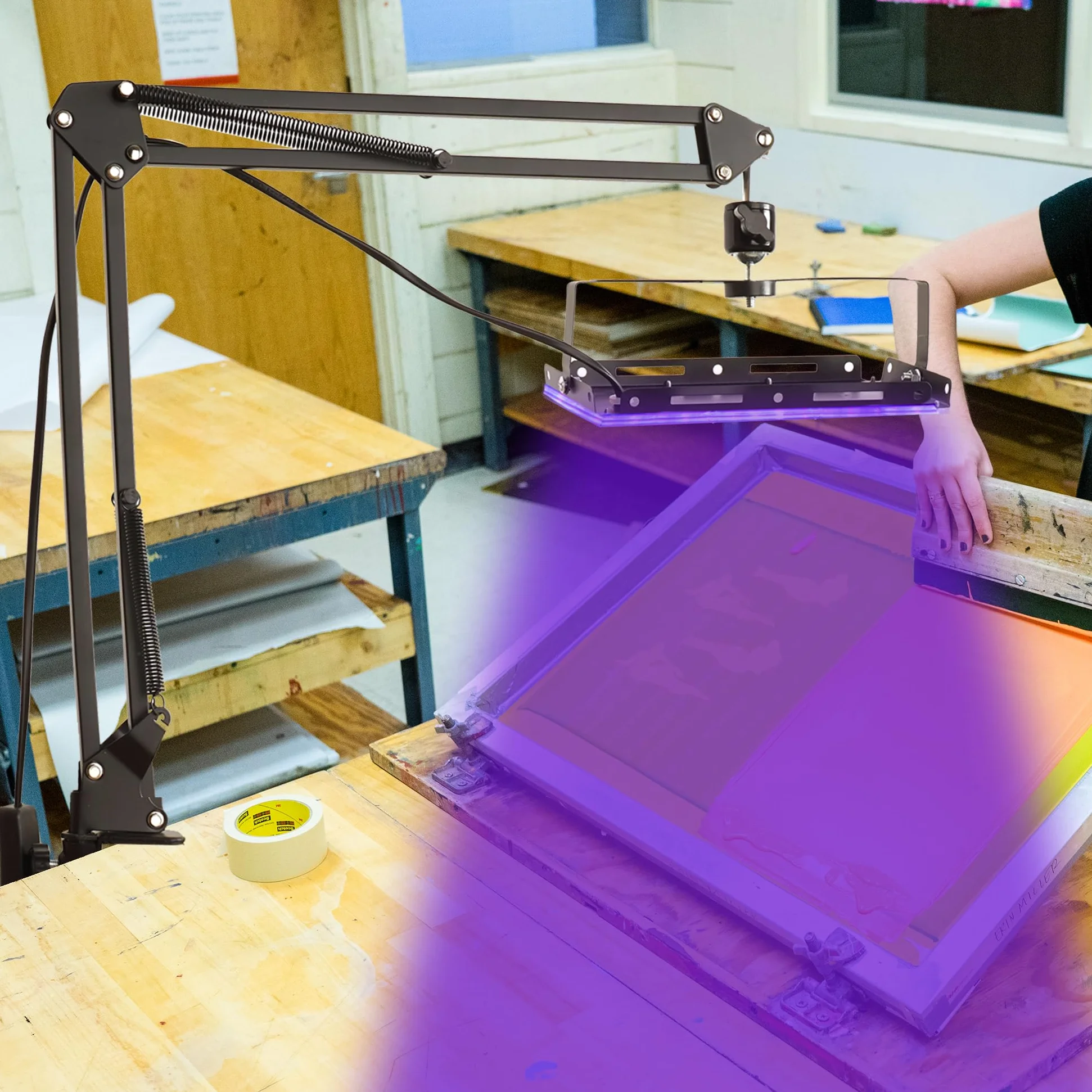 Dorhui - Unità di esposizione per serigrafia, 25 W LED di stampa di visualizzazione UV e supporto luce regolabile per kit cianottipo e serigrafia in emulsione