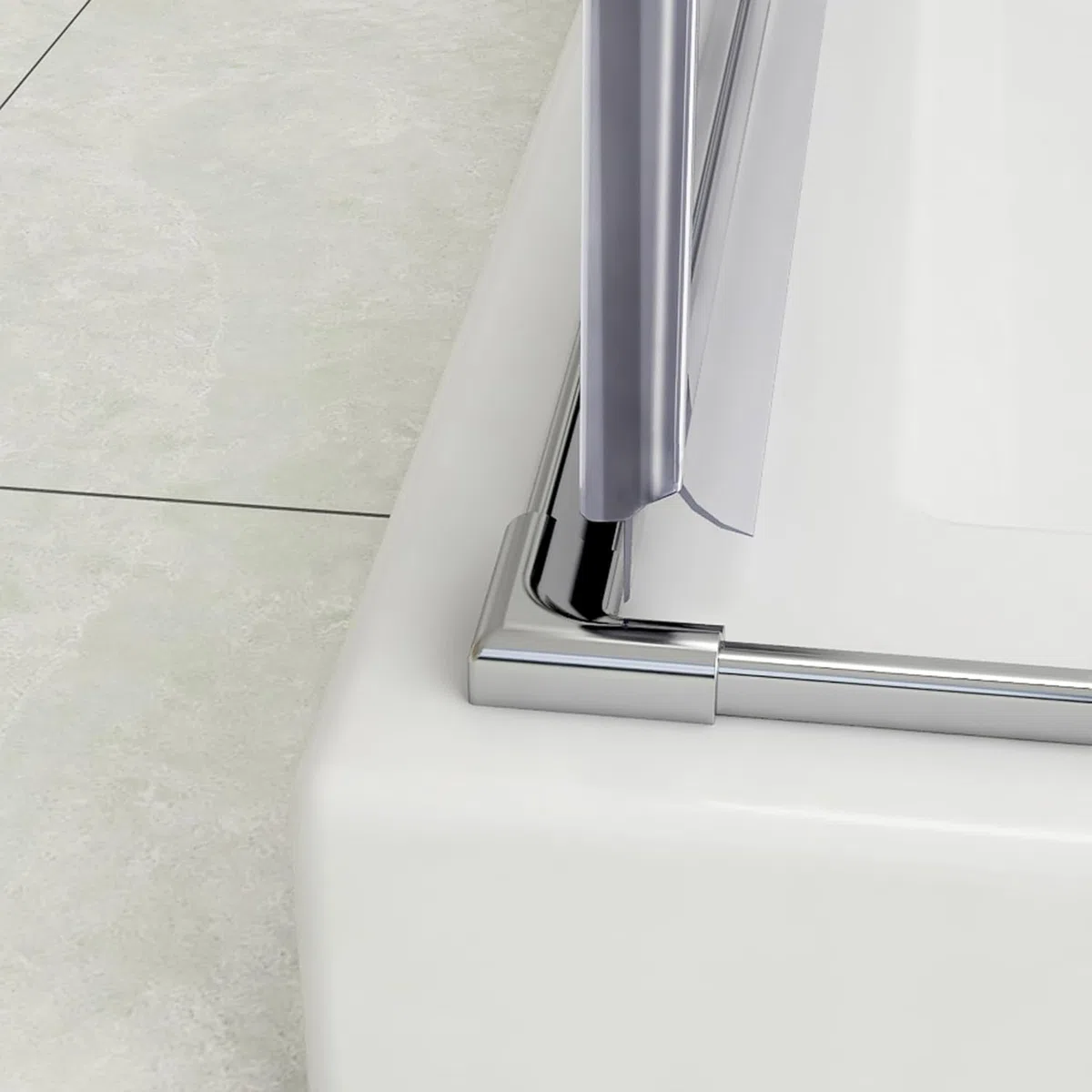 Barretta idrorepellente per doccia stop acqua 95 cm in alluminio cromato per guarnizione inferiore della parete doccia, guarnizione di ricambio per vasca idrorepellente, paraschizzi per cabina doccia