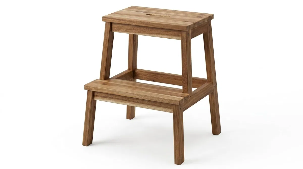 IKEA BEKVÄM - Sgabello in faggio massiccio, con maniglia per il trasporto, altezza 50 cm