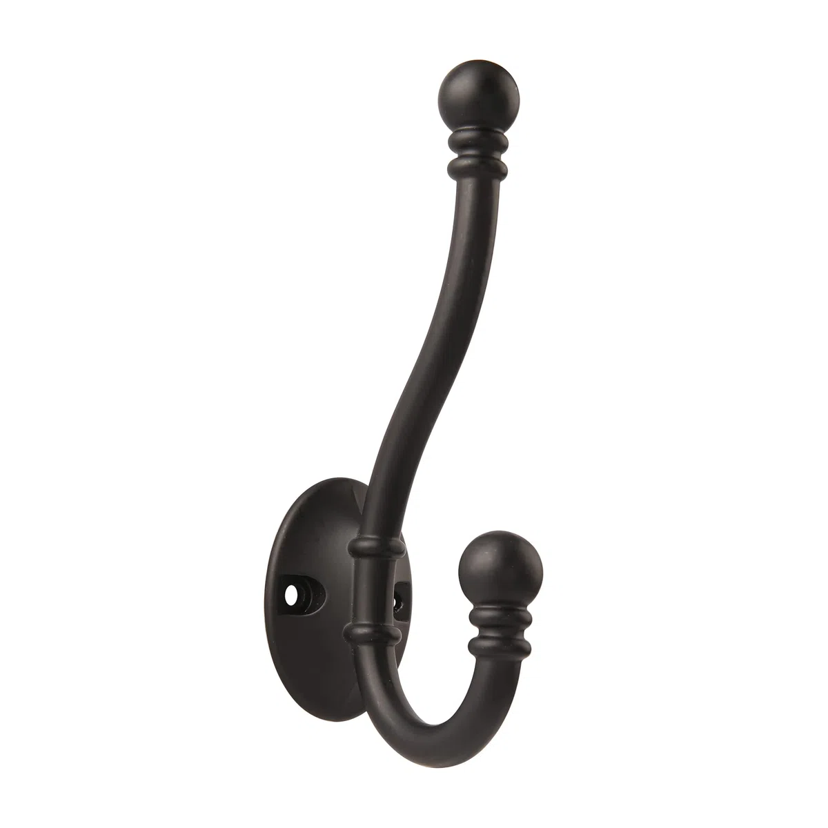 HASWARE 6 ganci appendiabiti a doppia punta, con 12 viti ganci a parete ganci appendiabiti grandi e resistenti per cappotti, cappelli, appendiabiti, chiavi, asciugamano (nero opaco)