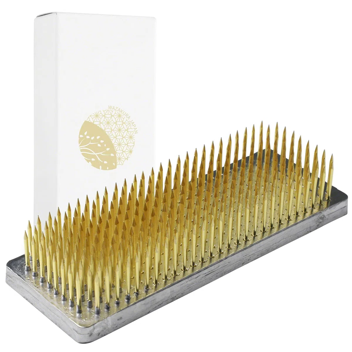 Wazakura Kenzan Lungo Rettangolare per Ikebana in Ottone (120mm) per Composizioni Floreali, Realizzato in Giappone, Arrangiamenti Floreali, Portafiori - Kenzan Lungo Rettangolare in Ottone 120mm