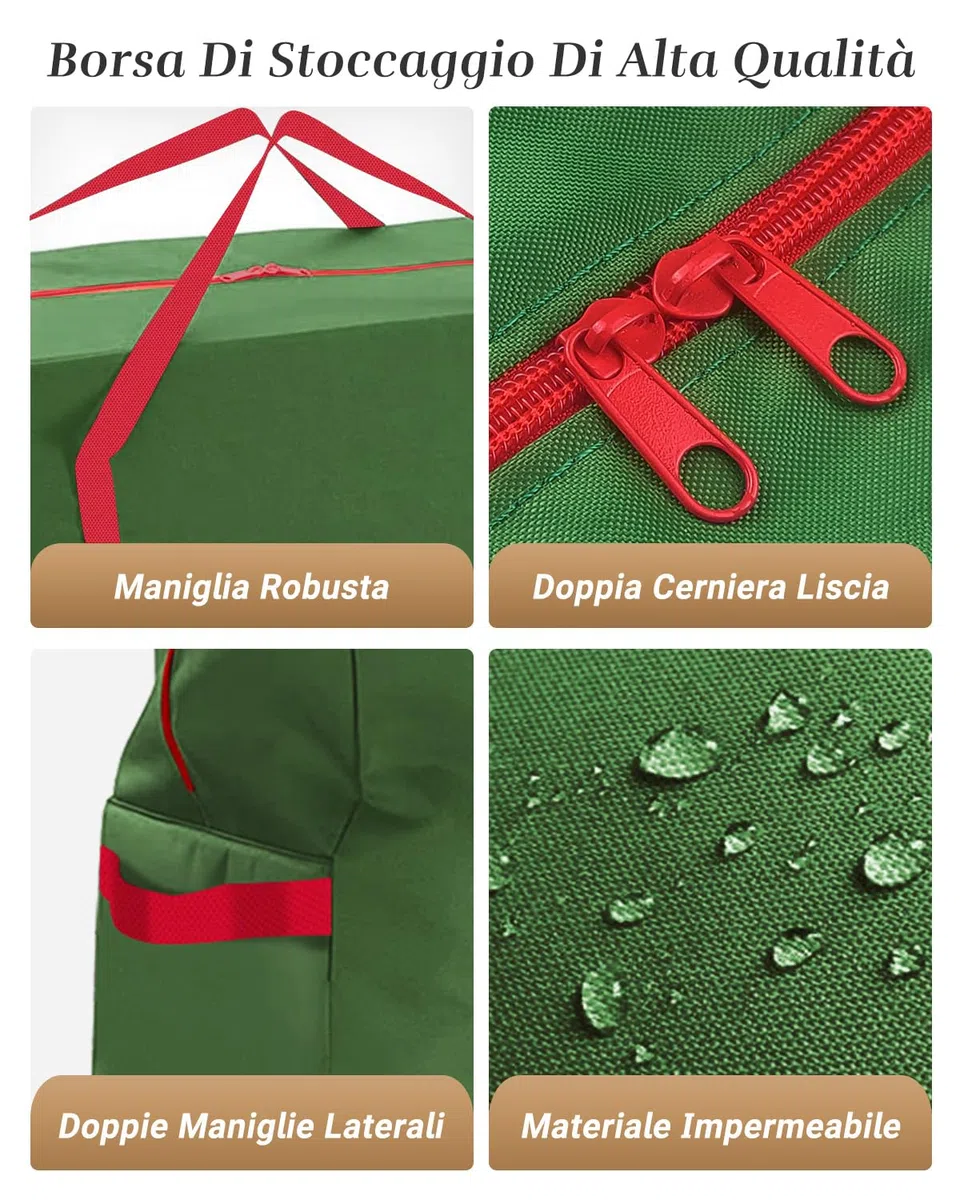 Porta Albero Di Natale, 125x38x50cm Impermeabile, Durevole Sacca per Albero Di Natale, Adatto per alberi di Natale da 6-7,5 piedi (Staccabile), per Mobili Di Piccole/Medie Arredamento