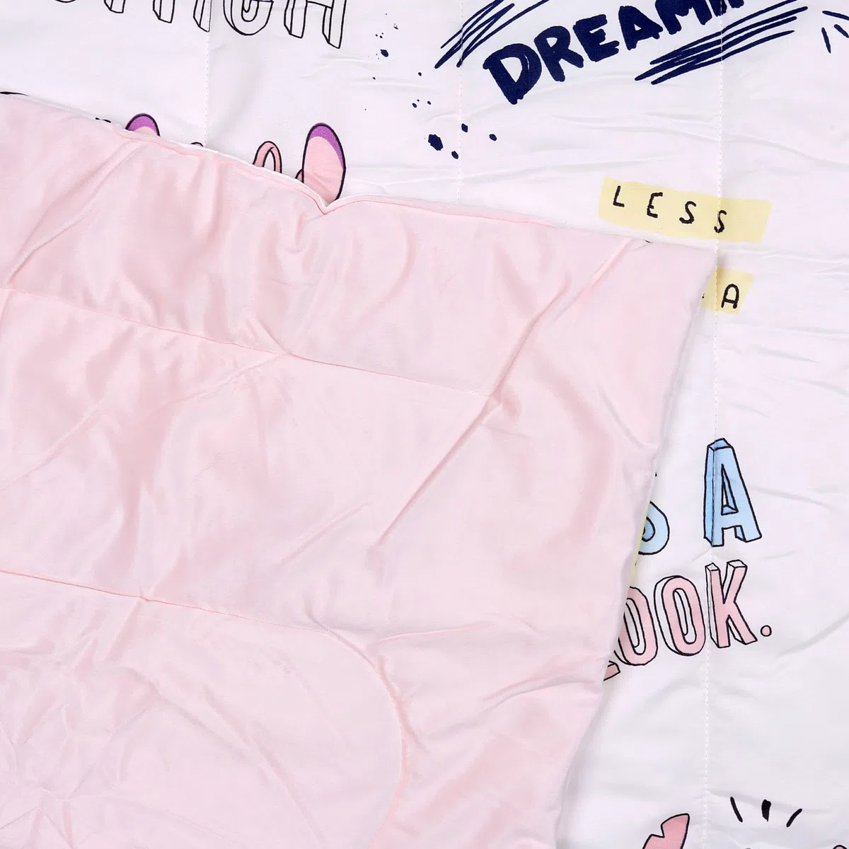sarcia.eu Disney Stitch e Angel Piumoncino per Bambina, Trapunta di Colore Bianco-Rosa 120x150cm Oeko-Tex