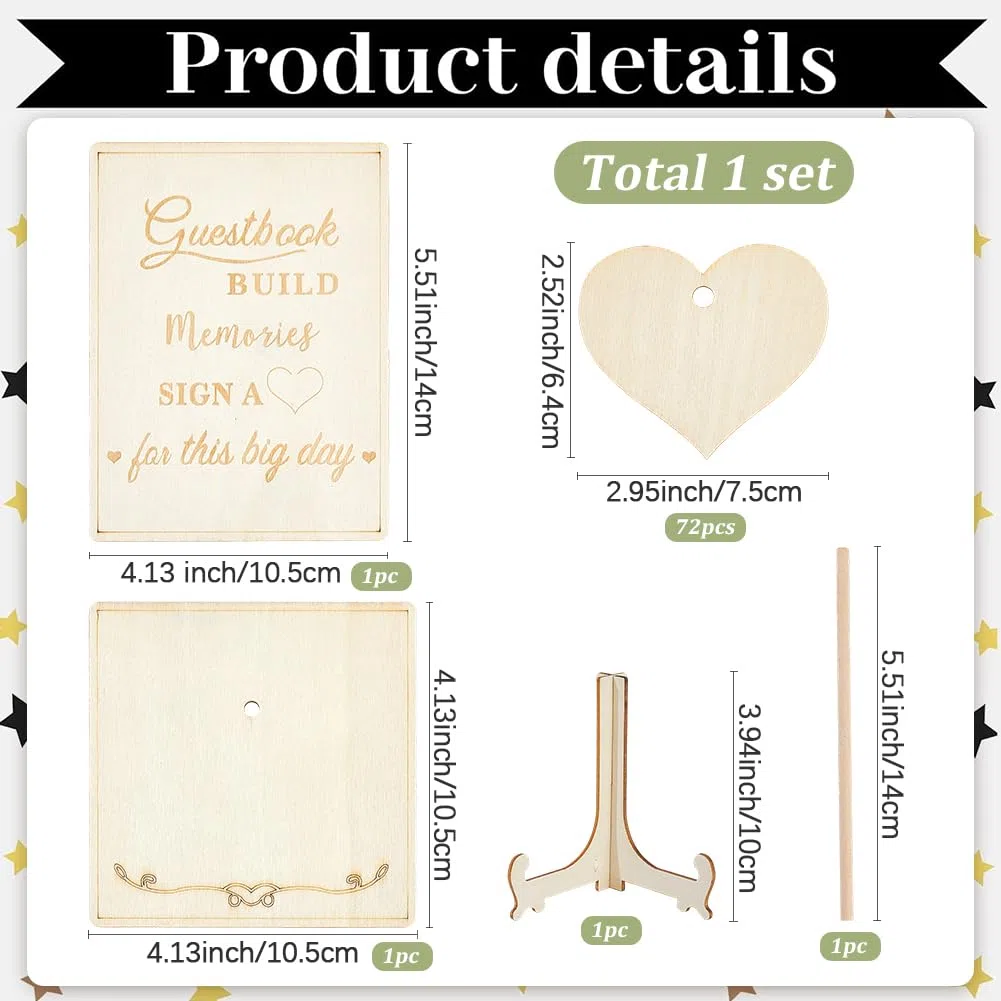 GORGECRAFT Libro degli Ospiti per Matrimoni Alternativa al Cartello Rustico in Legno Cuore per Fidanzamento Anniversario Ospiti Ricevimento Souvenir Alternativa Feste di Compleanno Feste di Laurea