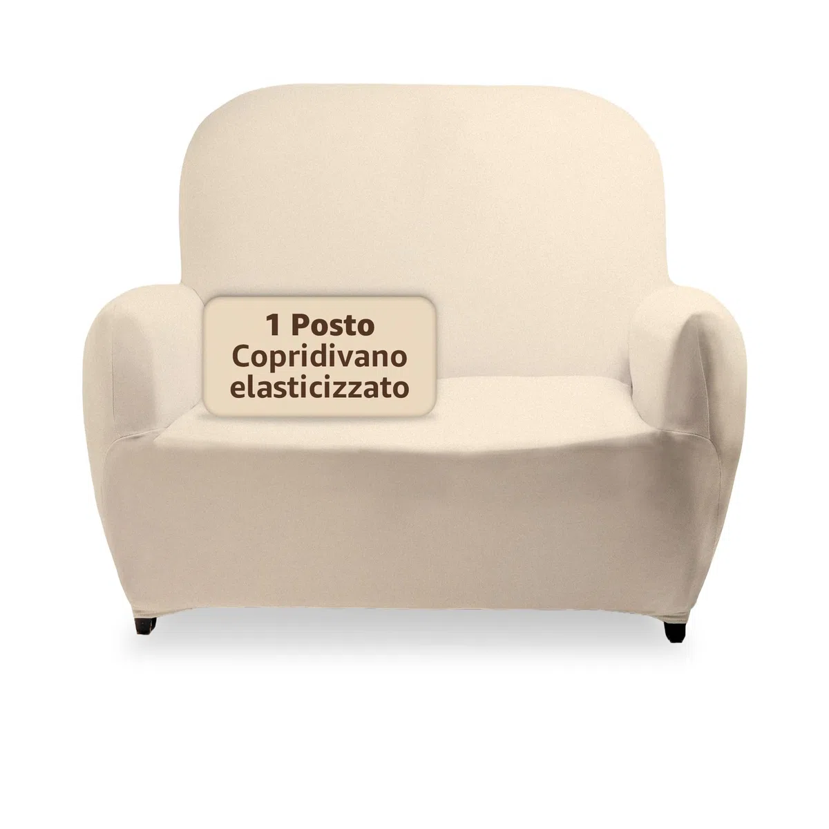 SONIT Copridivano Elasticizzato per Divano con Braccioli Fodera Protettiva Universale in Tessuto Jacquard Vestibilità Aderente Made in Italy [1 Posto,Panna]