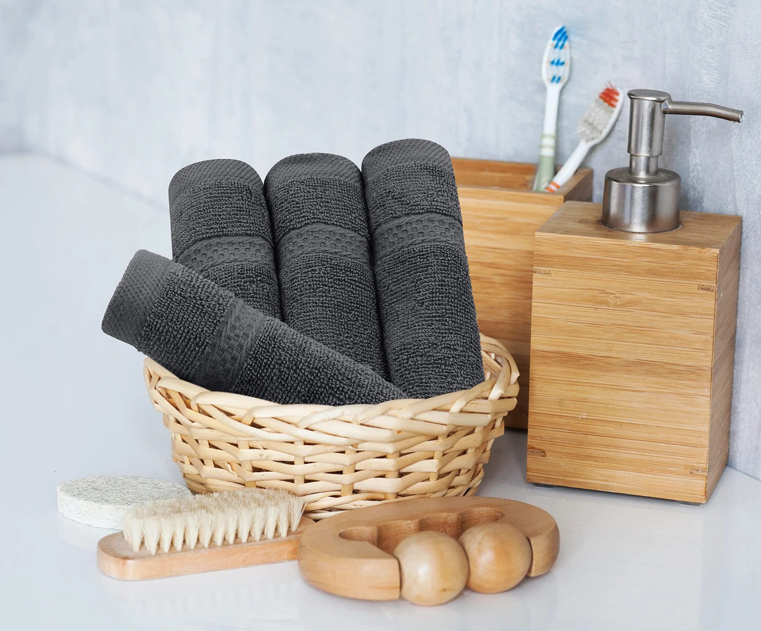 Utopia Towels, Set Di Asciugamani Da 8 pezzi, 2 Asciugamani Da Bagno, 2 Asciugamani a Mano e 4 Panni Da Lavare, Altamente Assorbente Per Bagno, Palestra, Hotel e Spa (Grigio)