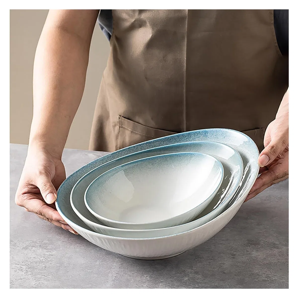 Insalatiera in ceramica per pasta, insalata, frutta, 30 cm/1200 ml, colore: nero