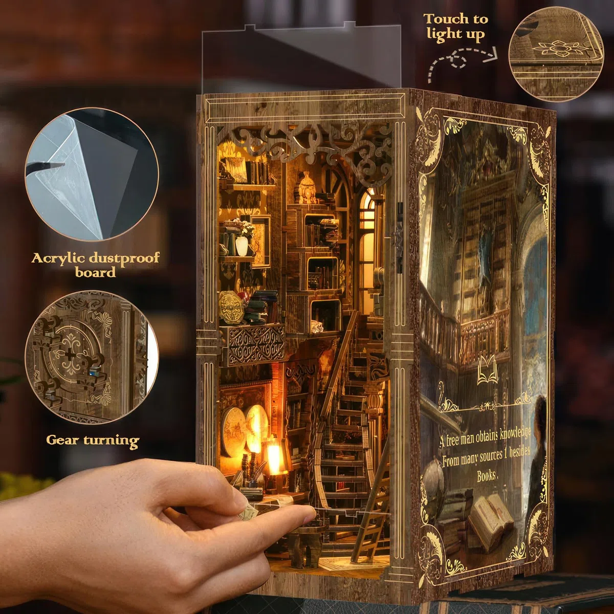 Kit Book Nook DIY per Adulti, Modellismo 3D Creativo per Decorare Librerie, Kit Casa Miniatura con Luce LED, Idea Regalo Creativa per Adulti e Adolescenti a Partire dai 14 Anni