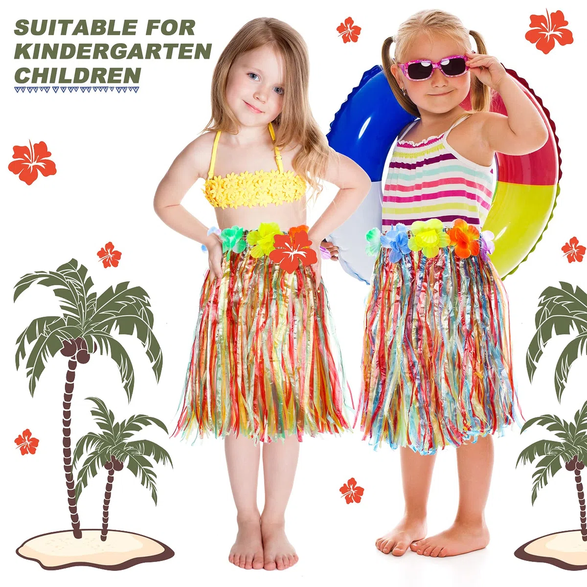 Sumind 20 Pezzi Gonne Hula Luau Hawaiian Gonne di Erba per Bambini Hula per Bambini Festa Luau, Festa di Compleanno a Tema, 30, 48 cm