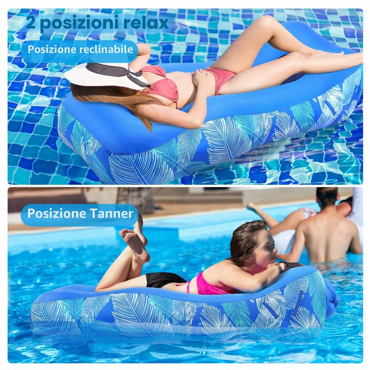 Divano gonfiabile ad aria con design unico, lettino da spiaggia gonfiabile con cuscino, impermeabile, sedia da campeggio, amaca per escursioni, cortile, viaggi, spiaggia, parco, picnic (blu)