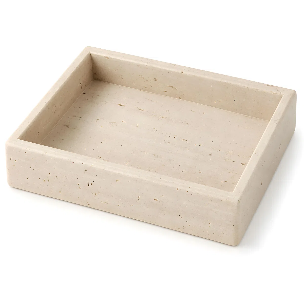 Vassoio in Travertino Naturale Kalu Creations - Vassoio Bagno Portaoggetti Decorativo, Porta Profumi e Candele - Organizer Bagno Pietra - Made in Italy - 20 x 15 cm