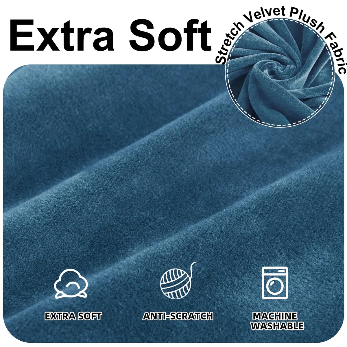 Ystyle Copridivano Velluto, Copri Divano 2 Posti Con Braccioli, Universale Sofa Cover Antigraffio Gatto Elasticizzato, Moderno Copripoltrona Antimacchia Lavabile Antiscivolo, Blu Pavone