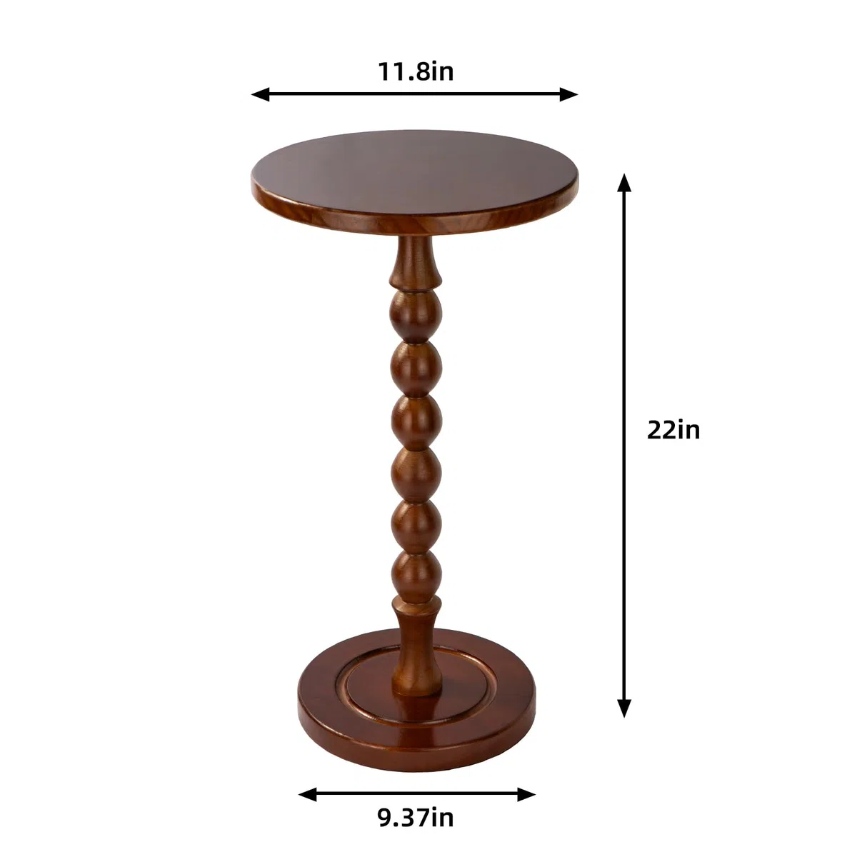 Tavolino rotondo per piccoli spazi, tavolino con piedistallo in legno di quercia, comodino moderno per soggiorno, camera da letto, ufficio e angoli, montaggio senza attrezzi, marrone