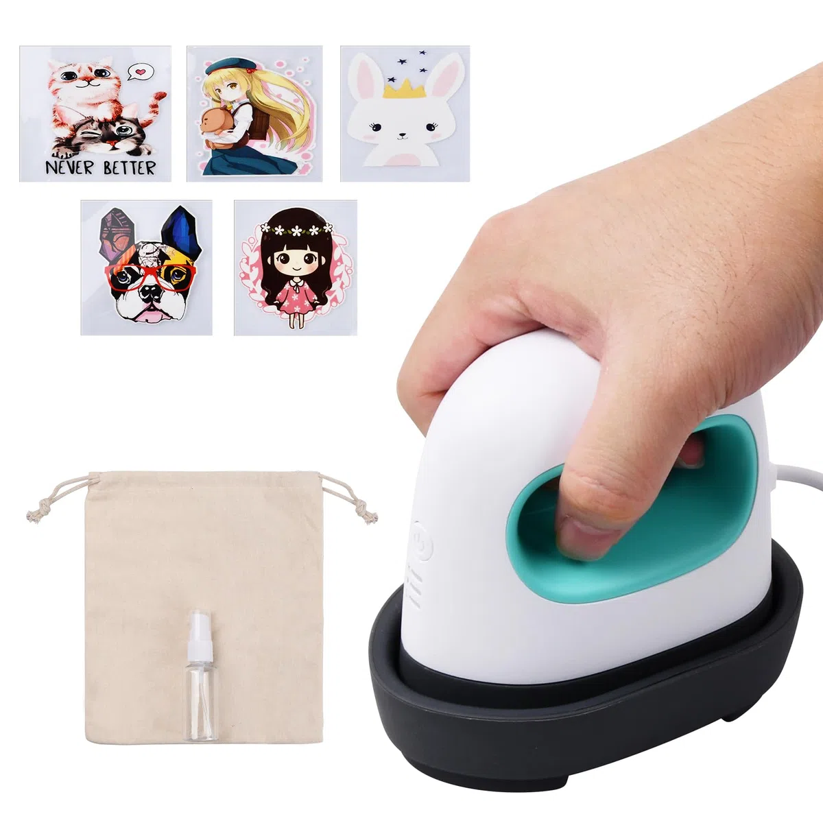 Jinlaili Mini pressa di calore con 3 livelli di riscaldamento, Mini Termopressa, Macchina per trasferimento di Calore, Mini Macchina per Stirare, Pressa a Caldo per Magliette, Scarpe, Cappelli