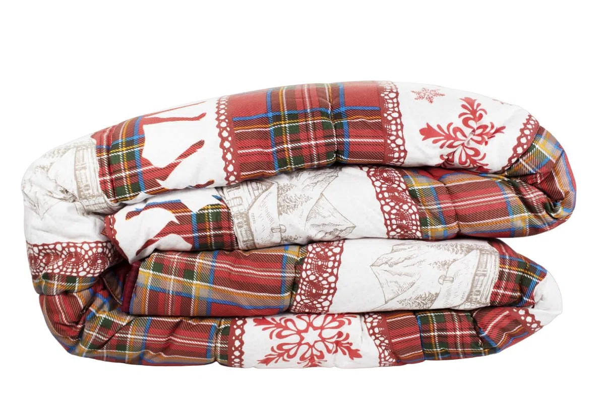 Tata Home Trapuntino Copriletto Trapuntato Primaverile Estivo 100 gr/mq Quilt Leggero Letto Due Piazze Matrimoniale 260x260 cm Fantasia Alpina Made in Italy Mod. Baita Livigno Rosso