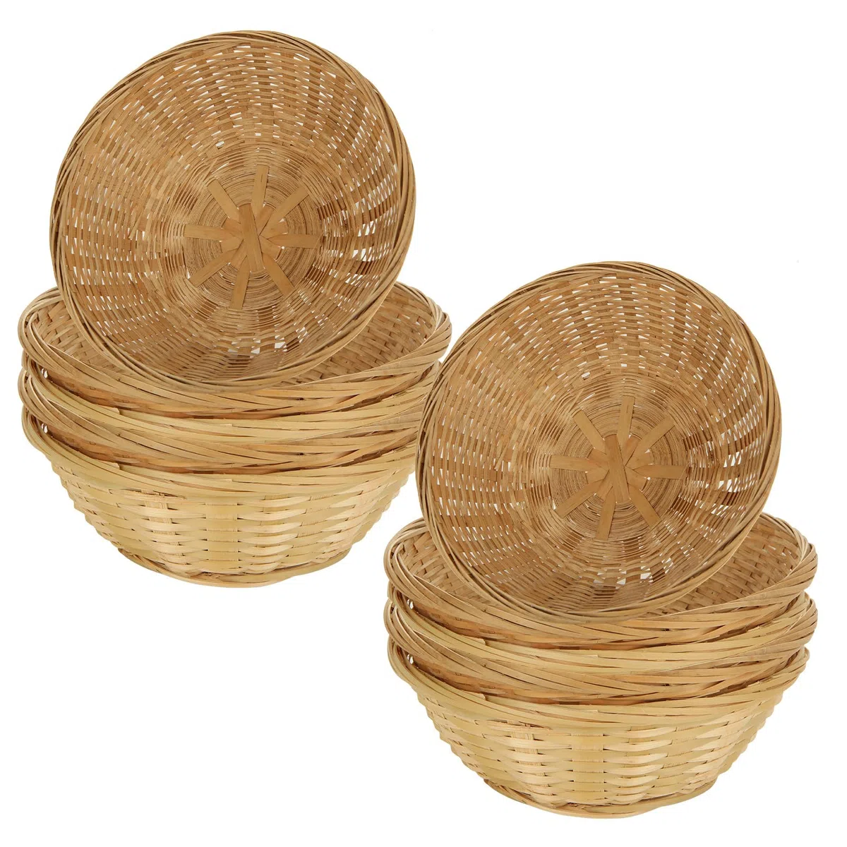 12 cestini per il pane in bambù per tavolo, 20 cm, rotondi intrecciati, robusti e atossici, cestini per pane da ristorante, vintage e impilabili, per tavoli da cucina, esposizione ristorante