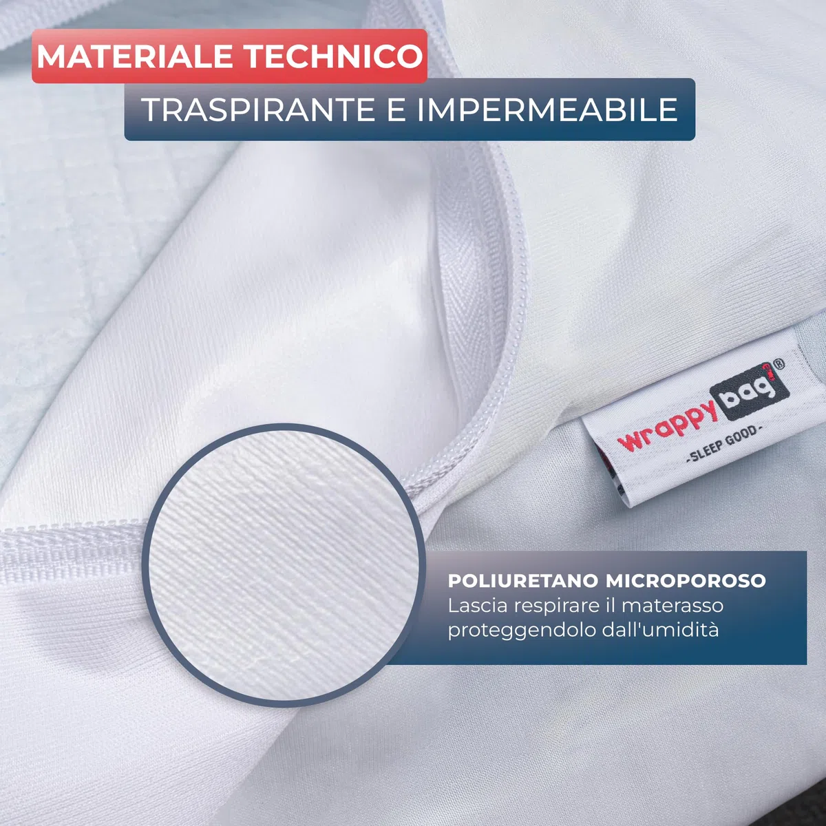 Wrappybag Coprimaterasso Antiacaro - Fodera Integrale Anti-Cimici & Anti-Acaro - Proteggi Materasso Impermeabile senza Trattamenti Chimici - per Materasso Matrimoniale 160 x 200 cm