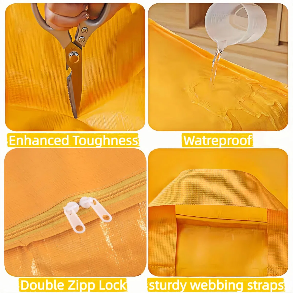 Confezione da 3 borse da trasloco resistenti, 240 l, colore: giallo