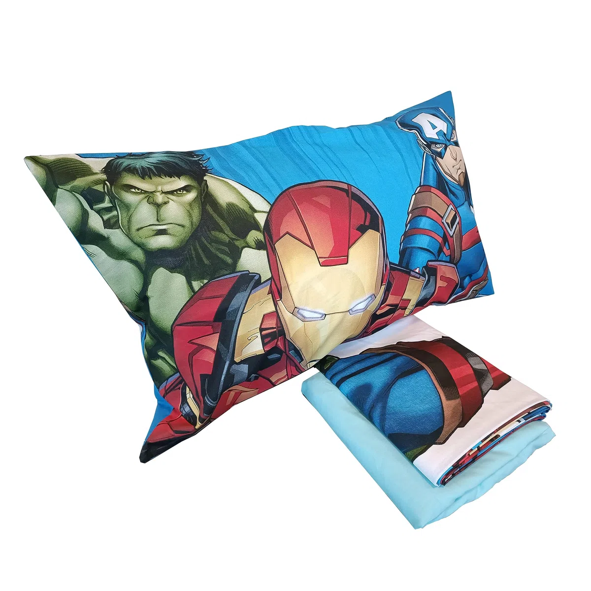 Avengers, Lenzuolo Letto Singolo, Completo Letto Singolo, Lenzuolo Sopra, Lenzuolo Con Angoli, Federa, Blu, Marvel, 100% Cotone, Prodotto Ufficiale