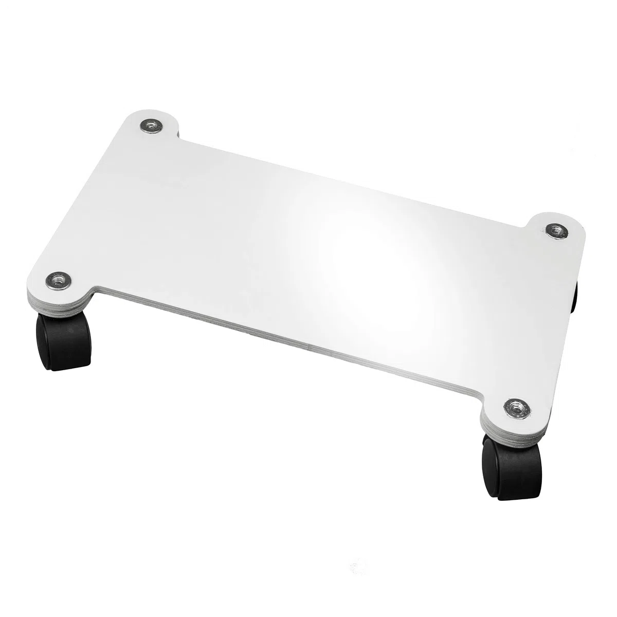 Cemab Supporto per Computer Desktop, Nuova Versione Rinforzata. Carrello Porta pc in Legno con Ruote (Bianco Lucido)