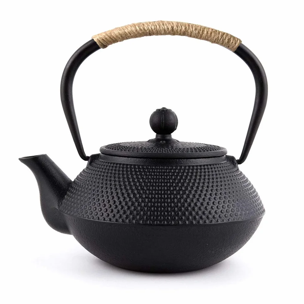 Teiera in Ghisa per tè Giapponese Bollitore con Infusore in Acciaio Inox, Nero, 0.8L (800ml)