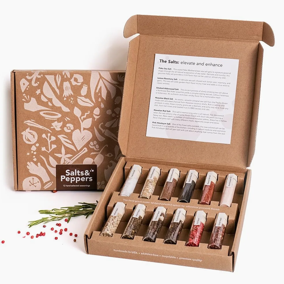 Set Regalo Sali e Spezie Gourmet | 12 Aromi Selezionati per la Cucina | 6 Sali Pregiati & 6 Spezie Esclusive | Idea Regalo Originale per Uomo e Donna