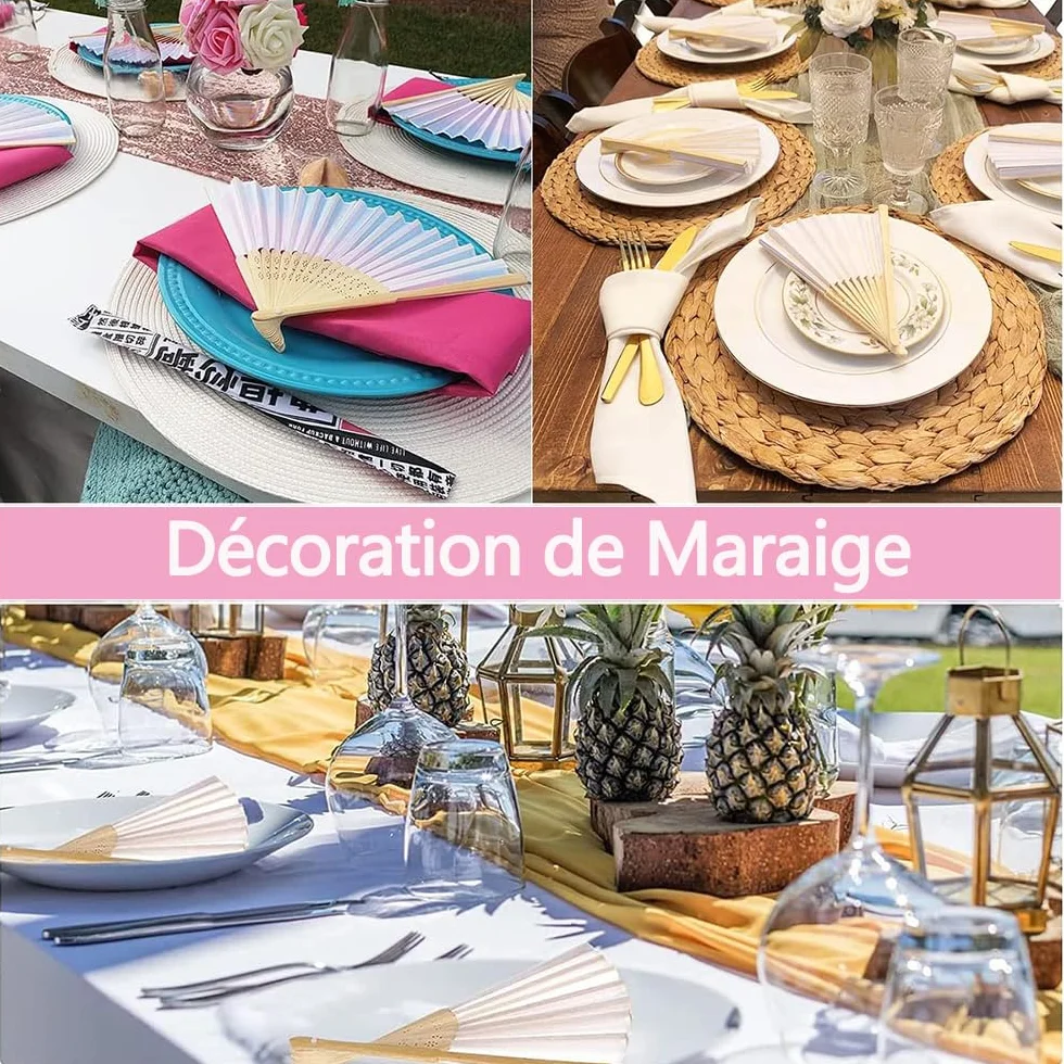 30 Pezzi Ventagli Matrimonio Bianchi Pieghevole Carta con Sacchetti Organza bianco Ventaglio Bianco per Regali Matrimonio
