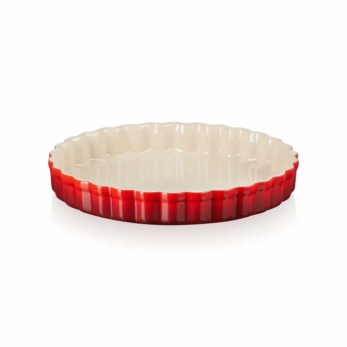 LE CREUSET Tortiera Tradition rotonda in gres vetrificato, Diametro 24 cm, 1.12 kg, Ciliegia, 71120240600001