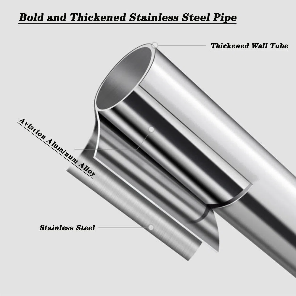 Asta per Tenda da Doccia a L in Acciaio Inox 304, Binario Doccia Angolare Estensibile Senza Foratura, Antiruggine per Bagno e Vasca, 75–95 cm x 75–95 cm