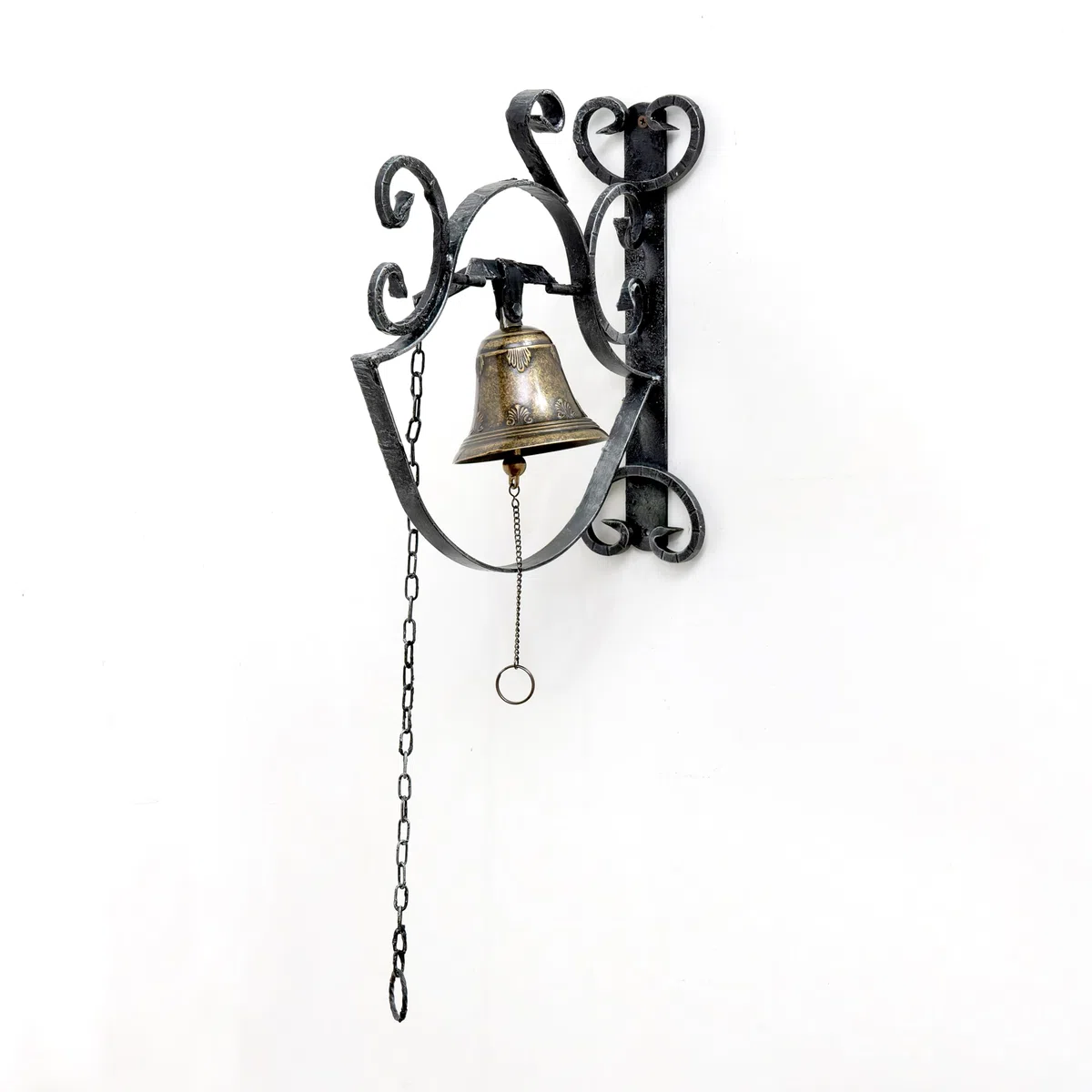CAMPANA IN FERRO BATTUTO ARTIGIANALE MADE IN ITALY da muro per interno ed esterno 45x29 cm