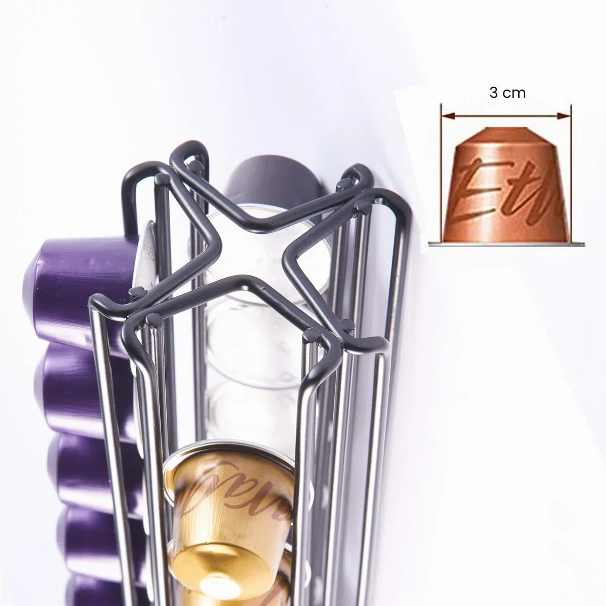 Porta Capsule per caffè Compatibile con Nespresso Originali Supporti per Capsule Contenitore Capsule con Supporto Girevole Verticale 360°,40 Cialde Nero