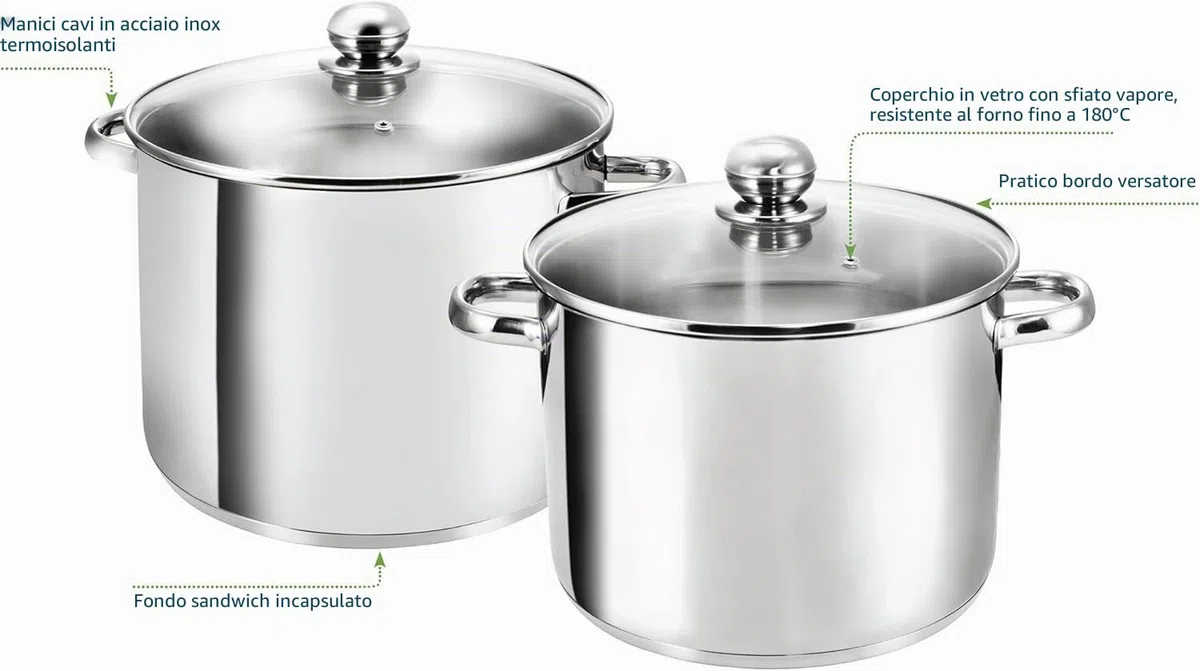 Kopf pentola capiente Grandis, Ø 24 cm, altezza 20 cm, 9 litri, acciaio inox
