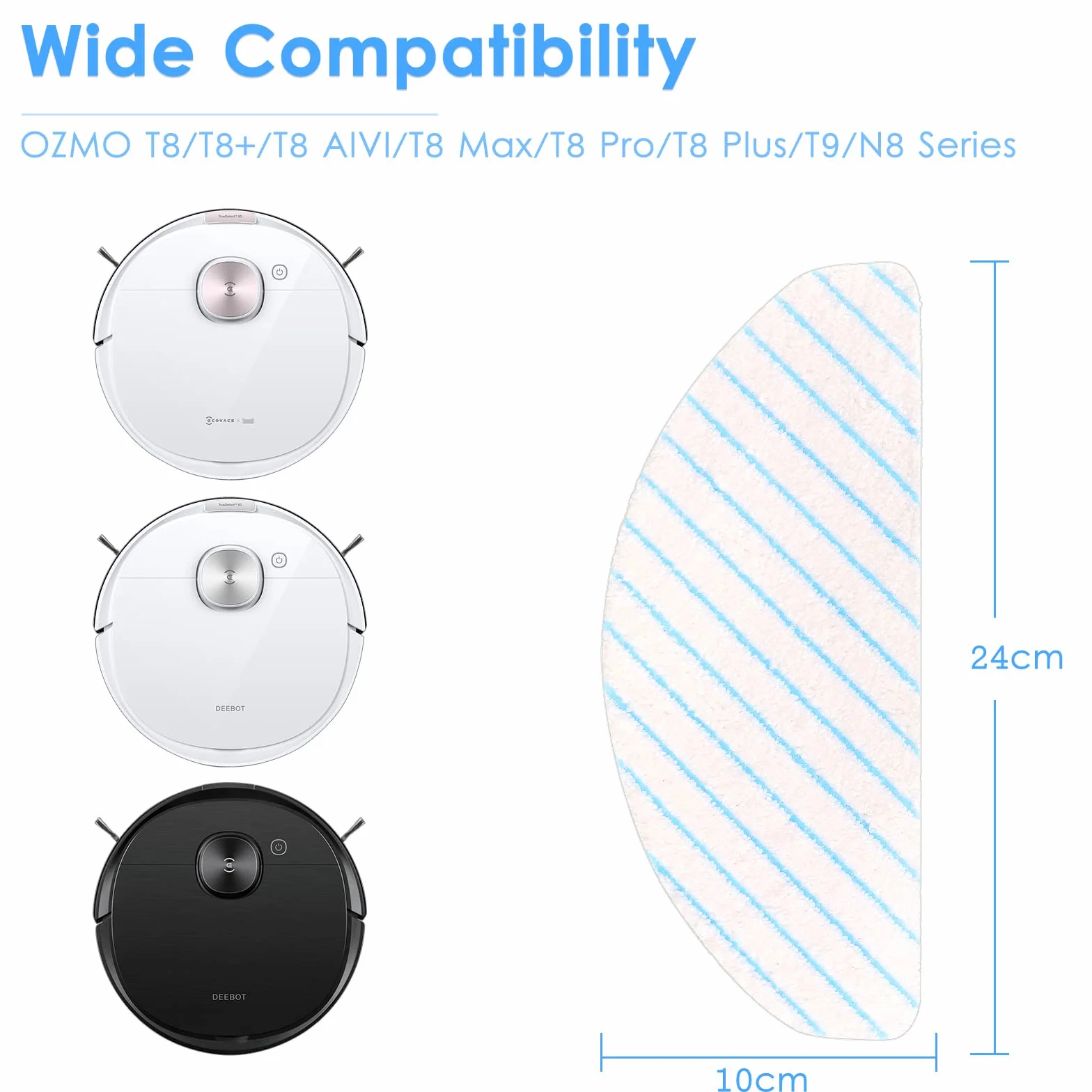 (100 Pezzi) N10 Tamponi Monouso in Microfibra per Aspirapolvere ECOVACS DEEBOT OZMO N10/ N10 Plus/ T8/ T8+/ T8 AIVI/ T9/ T9 MAX/ N8 Pro, Stracci Per mocio, Salviette per la Pulizia