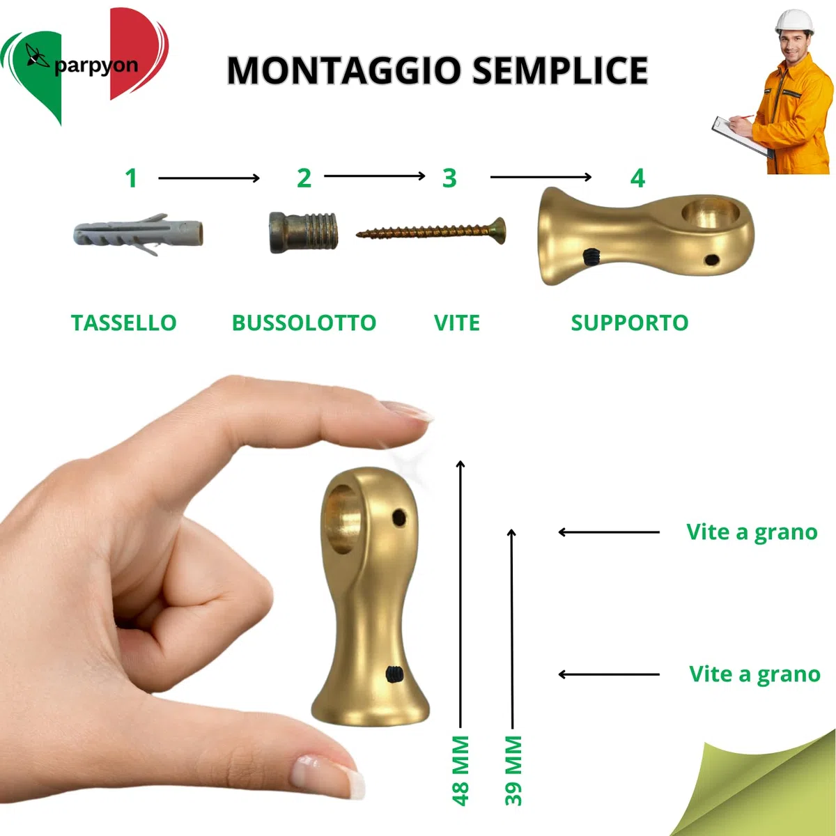 parpyon Porta Utensili da Cucina con Ganci, Barra Portautensili Cucina in Alluminio Porta Mestoli da Cucina per Gadget da Cucina Coperchio Mestolo (Oro Satinato, CM 100)