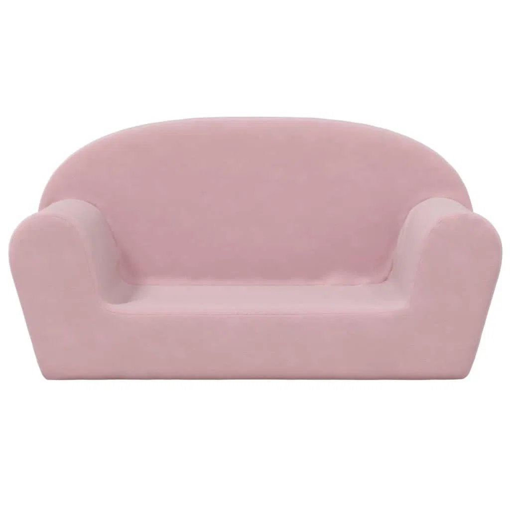 vidaXL Divano per Bambini a 2 Posti Rosa in Morbido Peluche