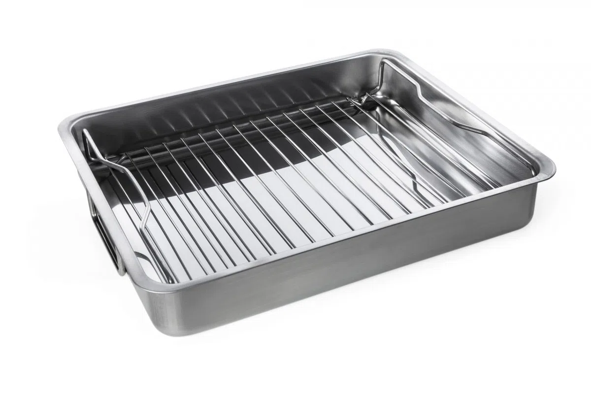 Ikea Koncis Teglia da Forno con Griglia, Acciaio Inossidabile, Argento, 40x32x7 cm