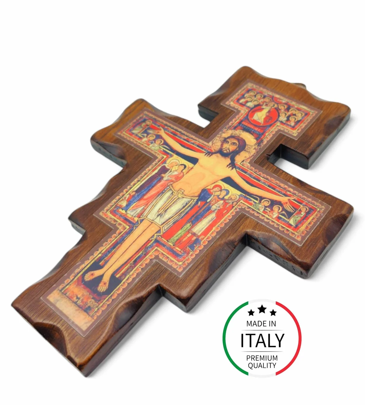 La Balestra Crocifisso San Damiano in legno - da parete - prodotto in Umbria Italy - (19 X 14)