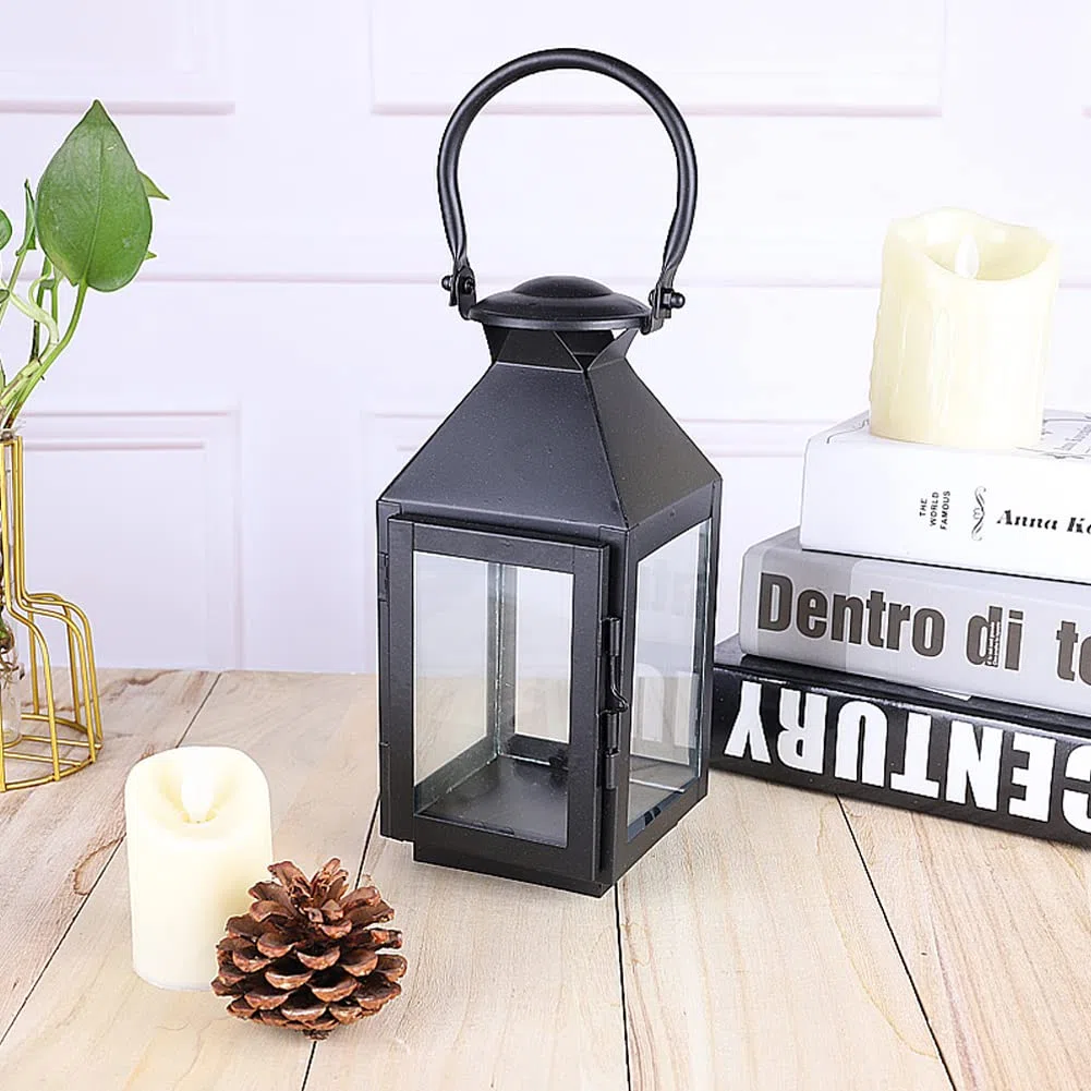 Portacandele Lanterne di Ferro, Stile d'epoca Indoor/Outdoor lampadine a Candela per Decorazioni Casa Cortile/Padiglione/Legno/Giardino/Giardino di tè (26 * 11 cm)