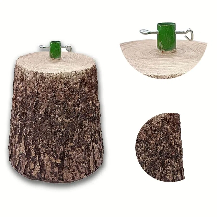 Base per Albero di Natale in Resina, Supporto Albero Effetto Tronco Reale, Base Robusta e Stabile con Attacco Universale 35 mm, Altezza 34 cm, Ideale per Alberi Artificiali 32x26x34 cm