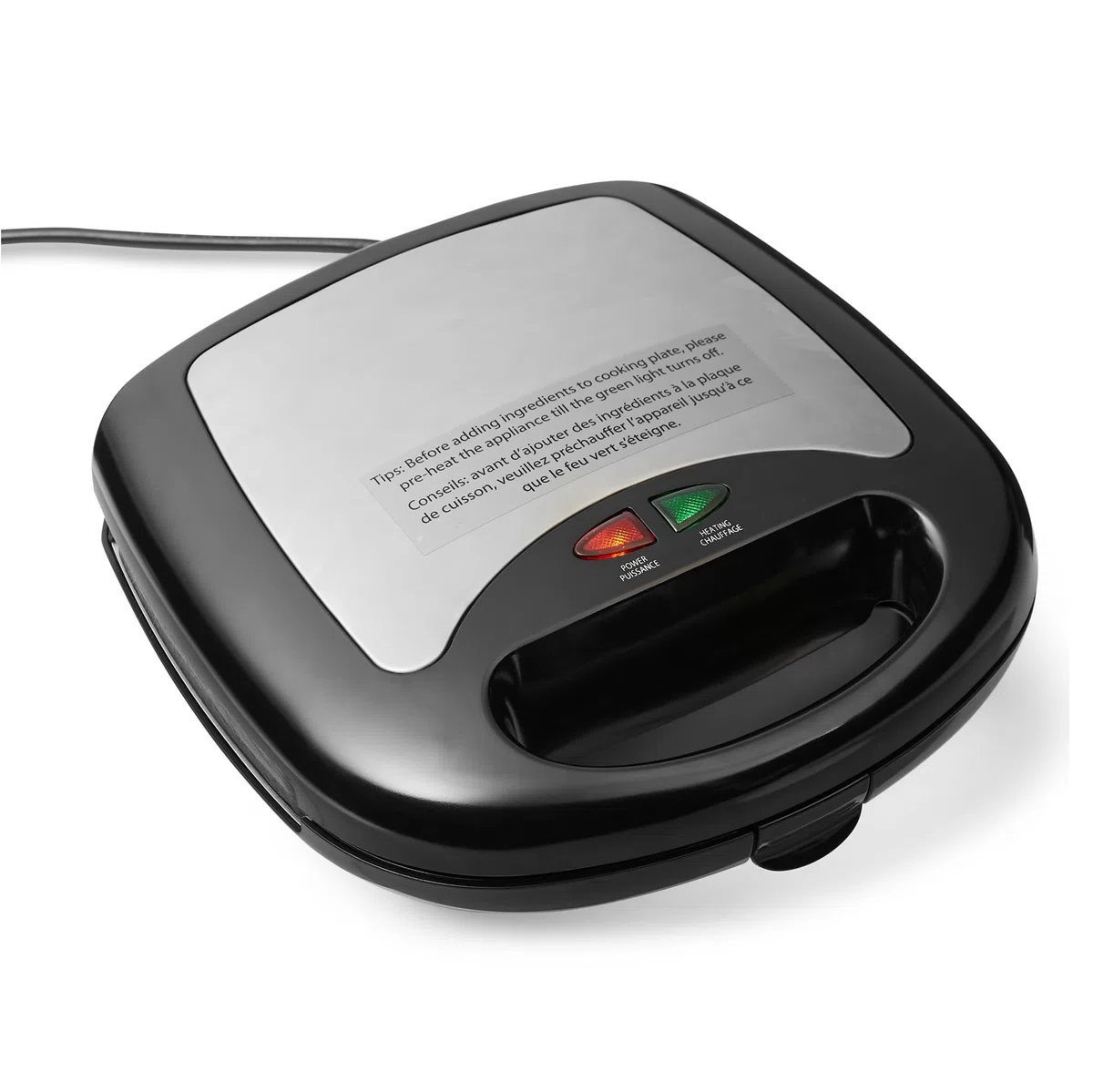 Amazon Basics Macchina per panini e waffle 3 in 1, con piastre rimovibili, da 700 W, Nero