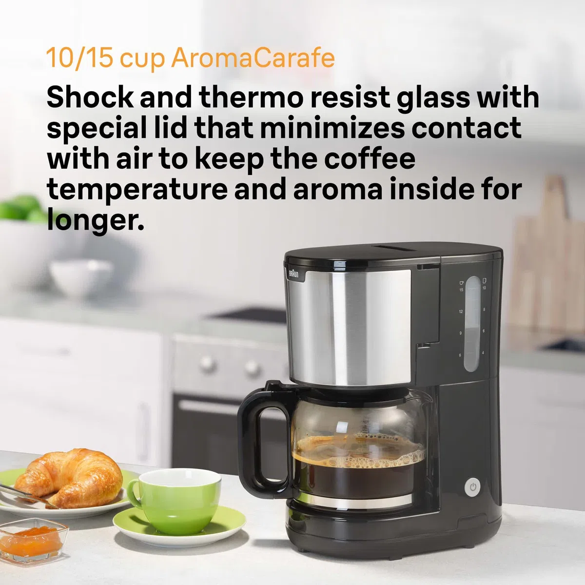 Braun Household PurShine KF 1500 BK - Macchina da caffè con filtro con caraffa in vetro per fino a 10 tazze, sistema OptiBrew, spegnimento automatico, 1000 Watt, colore: Nero